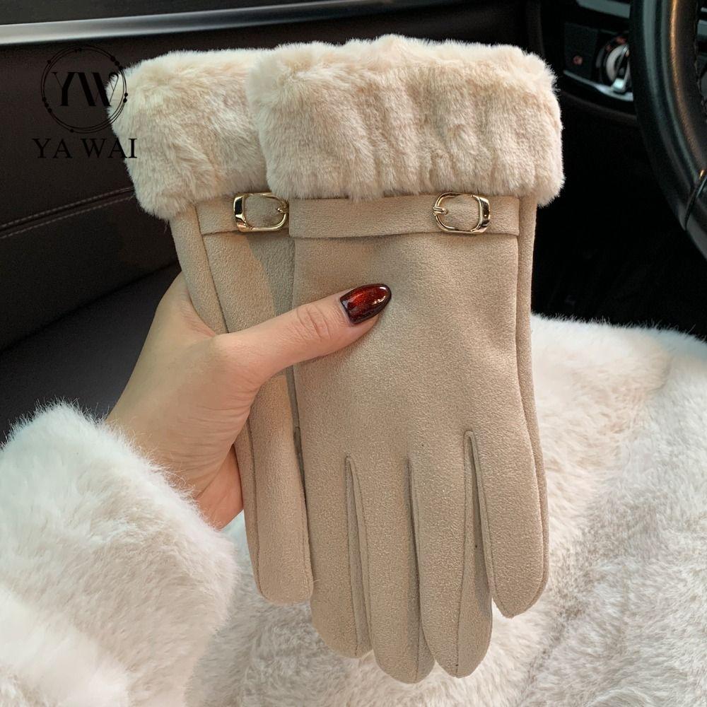 Soft Suede Gloves Windproof Women Winter Gloves Fashion Cycling Mittens  Outdoor