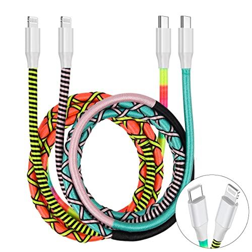 

URIZONS [Set of 2] Colorful Nylon Braided USB C to Lightning Fast Charging Data Cable - Compatible with Smartphones and Macbooks, Fully Charges in 1.5
