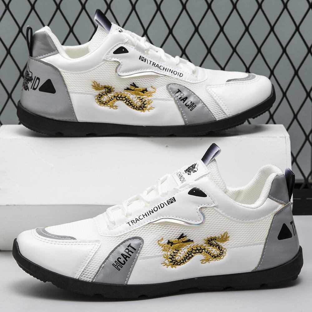 Fashion Couple Sneakers Fashion Leather Casual Shoes Summer Breathable Mesh Shoes Lightweight Sport Running Shoes for Men Tenis De Mujer