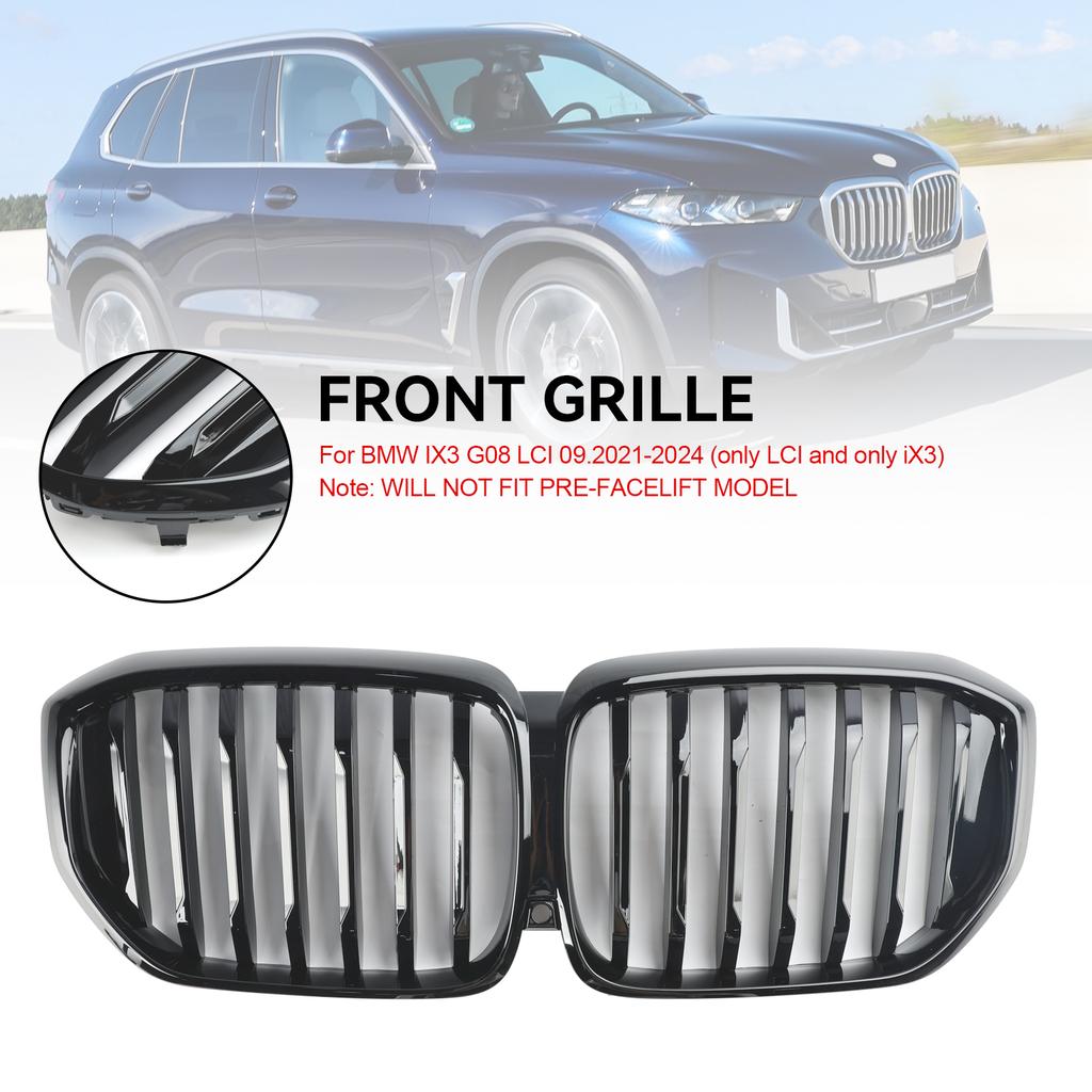 Gloss Black Front Bumper Grille Grill Fit BMW G05 LCI X5 2024+ Single Line