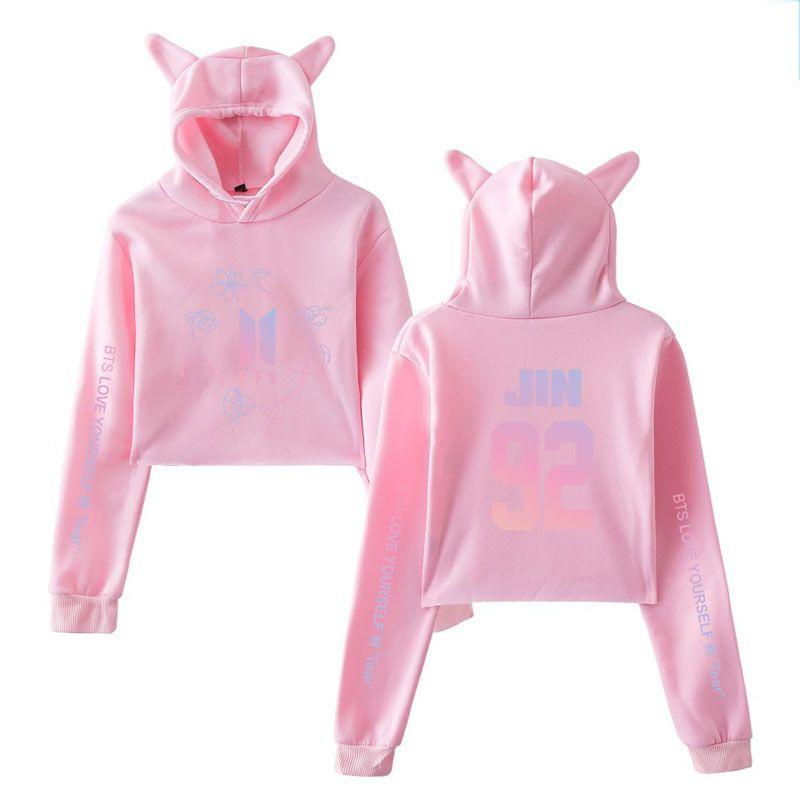 Bts Bangtan Boys Love Yourself Tear Navel Hoodie With Cute Cat Ear Design In Multiple Color Options