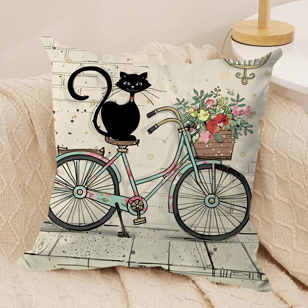 Cartoon Little Black Cat Cushion Cover Silky Short Plush Invisible Zipper Dustproof Sofa Pillow Case For Home Decor