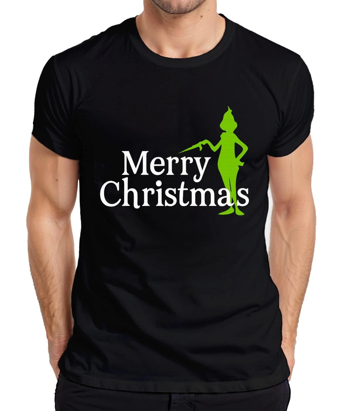 Merry Christmas grüne Silhouette weihnachtlich lustig Grinch Herren T-Shirt L