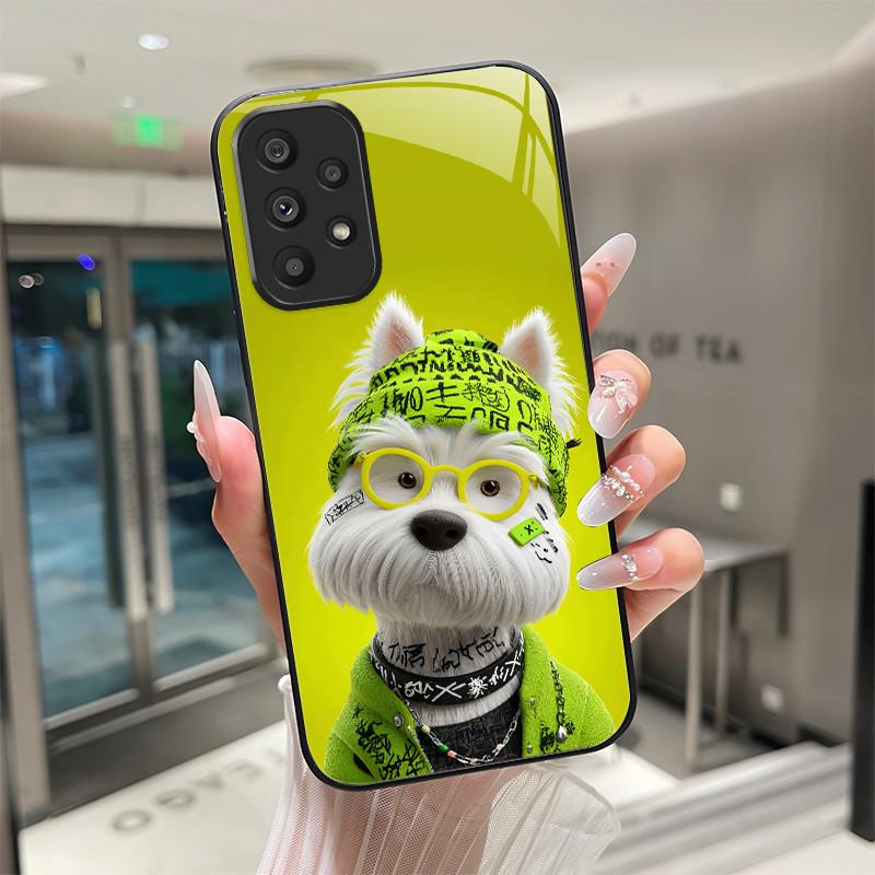 Süße Cartoon-Katzen Blumen Hülle Für Samsung Galaxy A52 A52S A72 4G 5G Gehärtetes Glas Handyhülle Schutzhülle Rückseite Hartschale