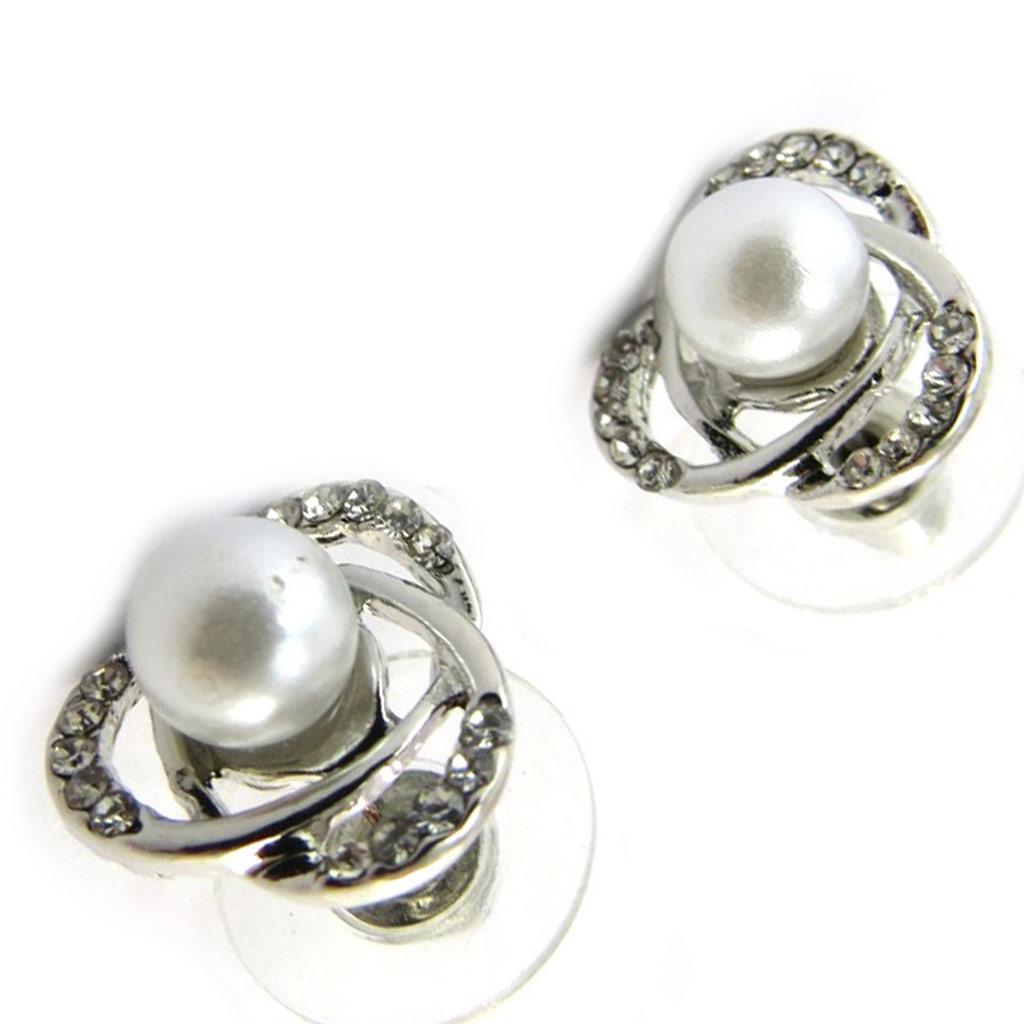 Les Trésors De Lily [N3678] - Silver White 'Sissi' Designer Earrings