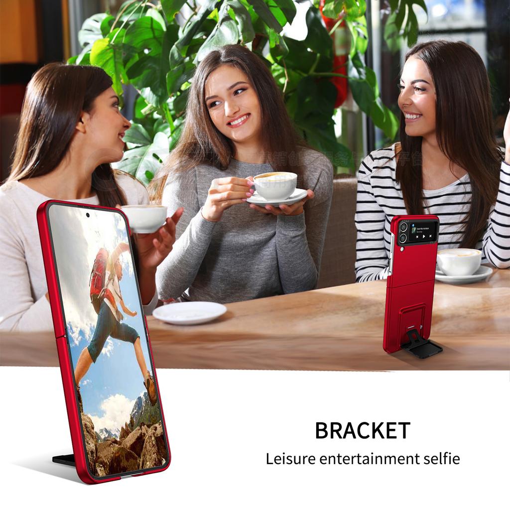 Dustproof Hard Phone Accessories Case For Samsung Galaxy Z Flip4 Flip 4 Flip3 5g Flip 3 Zflip4 Zflip3 Kickstand Protective Cover