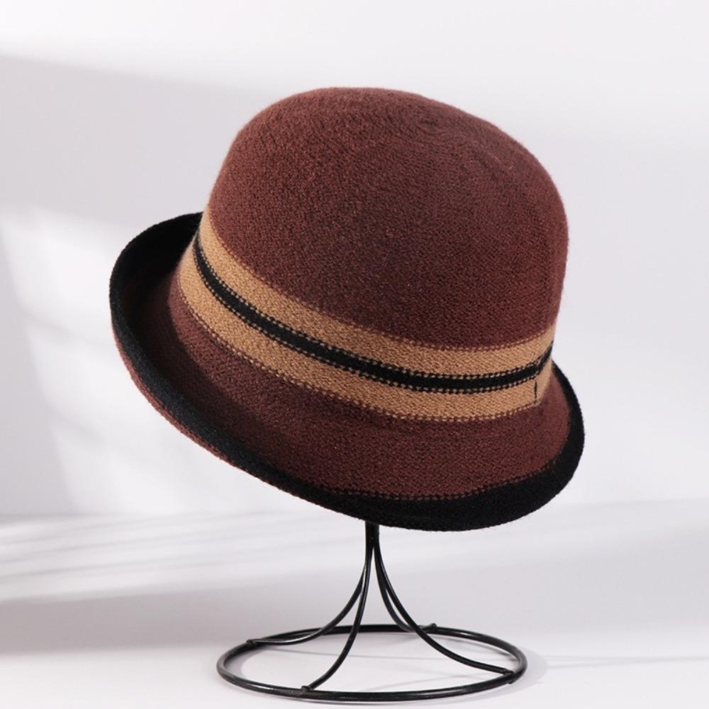 

Retro Winter Hat Wool Basin Hat High Quality Formal hat for Women кавовий