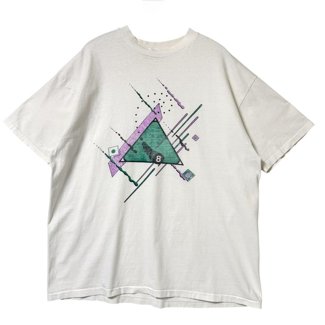 80s USA-made 8-Ball Art Vintage T-Shirt Single Stitch S