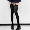 Damen Strapsstrumpfhose Samt mit breitem Bund Lolita Dünne Oberschenkelhohe Strümpfe mit Strumpfhaltern College-Stil Overknee-Socken