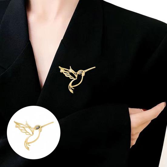 Bird Brooch Strong Pin High-Quality Alloy Durable Anti-Oxidation Hollow Hummingbird Shape Lightweight Elegant Women Outfit Accessories Gift Brooch Pin