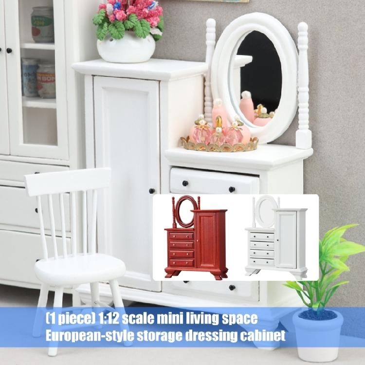 Miniature Dresser For 1/12 Doll House European Styles Furniture with Functional Drawer Door Craft Model Scene Display