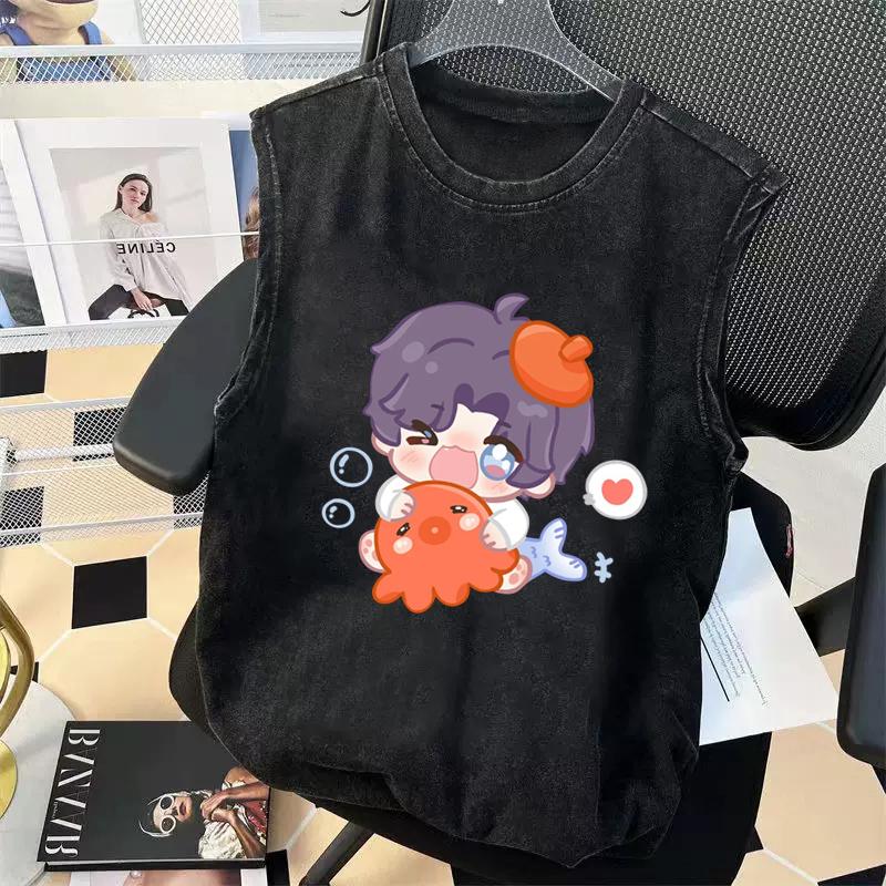 Nadměrné tílko bez rukávů s grafikou Pánské Dámské Oblečení do posilovny Potisk Game Love and Deepspace Y2K Trička Vesta