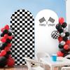 6.56ft Birthday Party Decorations Black & White Arch Cover Spandex Fitted Car Racing Arch Backdrop Covers for Kid Boys Party