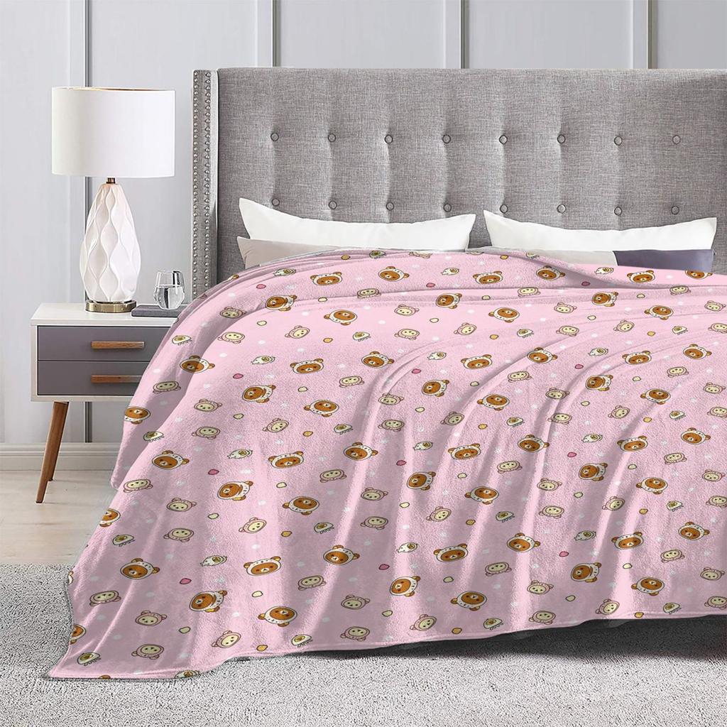 Cartoon Rilakkuma Anime Girls Blanket Super Soft Novelty Plush Throw Blanket For Home Decor Travel Flannel Bedspread Bed Cover