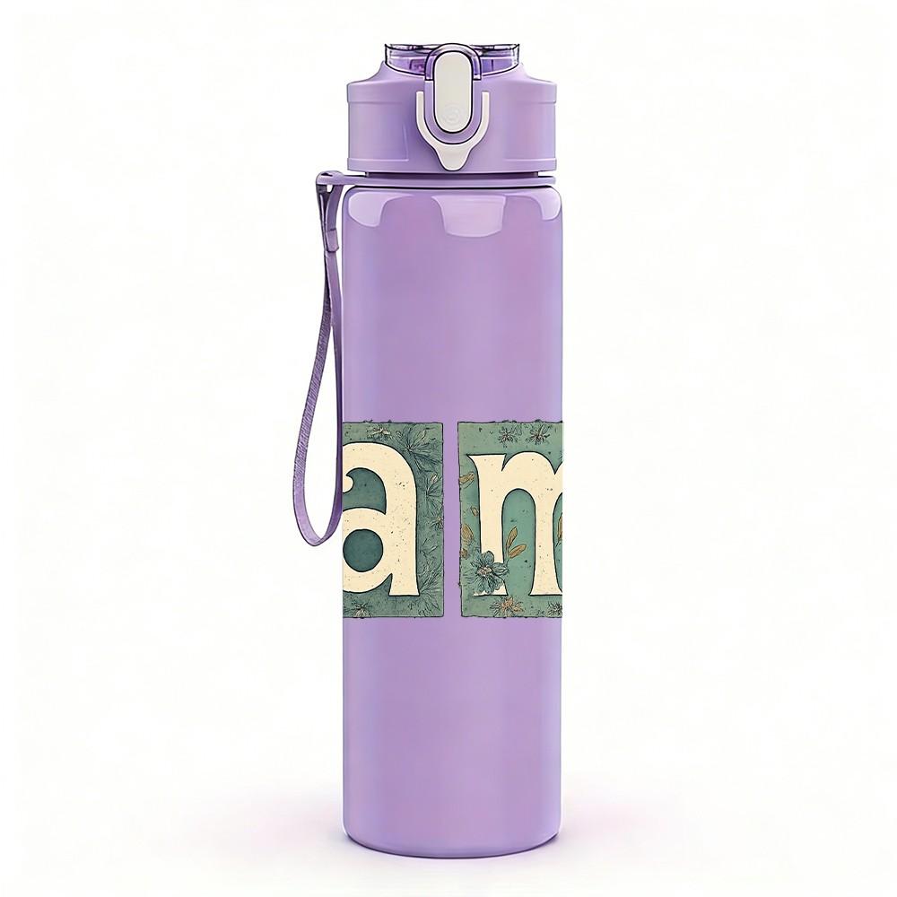 1PC Mama Colorful Block Letter Print 750ml Color Plastic Sports Water Bottle Leakproof Flip Straw Lid Suitable for Sports Office Home Use