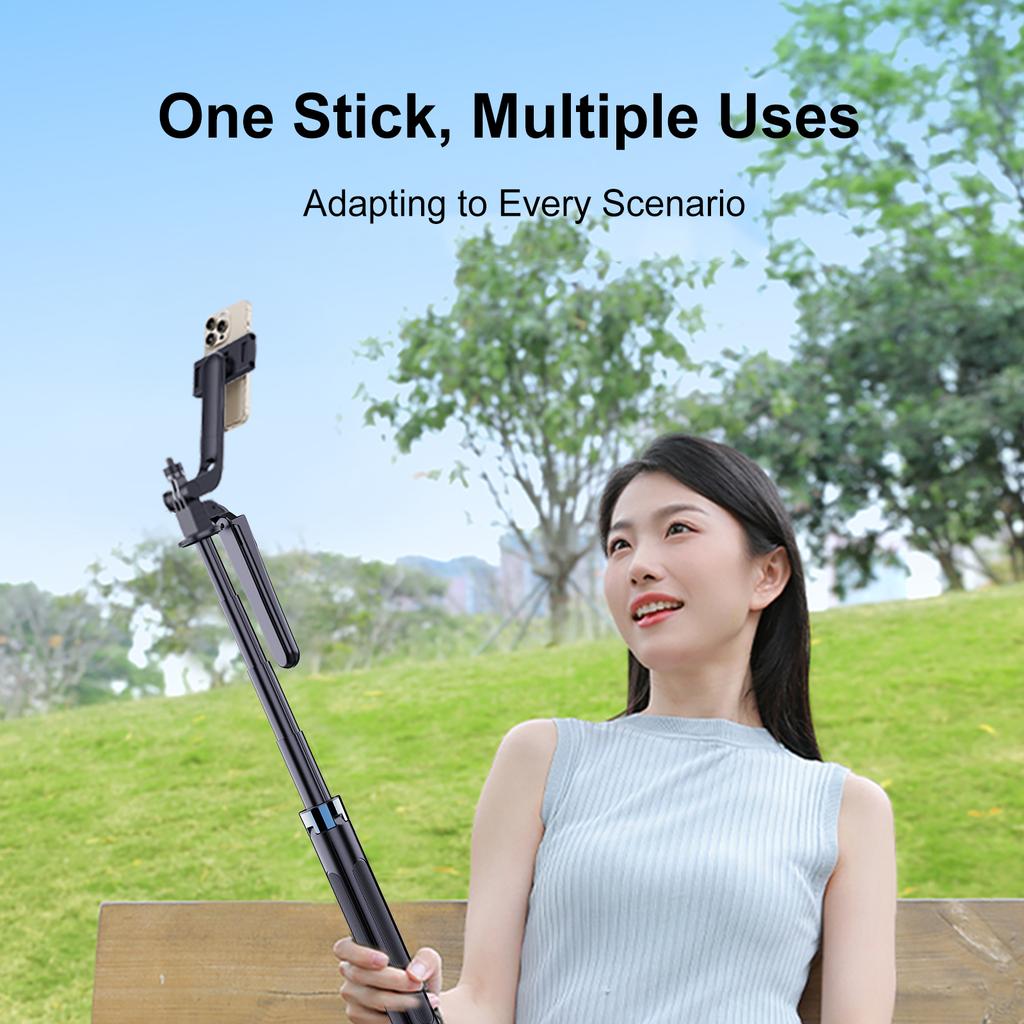Selfie Stick Wireless Tripod Stand with Light Bluetooth Remote Extendable Tripod Aluminum Selfie Stick Phone Tripod for Vlogging