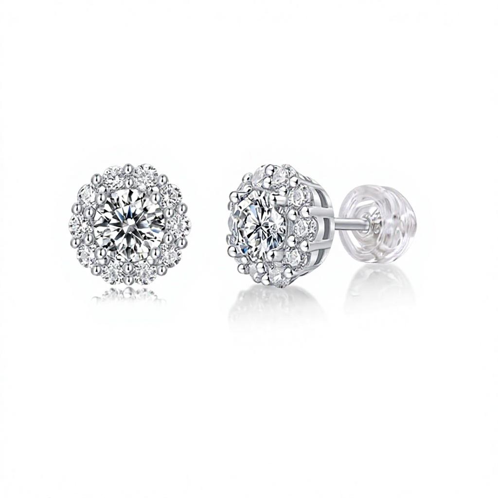 S925 Silver Moissanite Stud Earrings New Arrival Livestream Cross-Border Bestseller Drop-Shipped Geometric Light Luxury Style