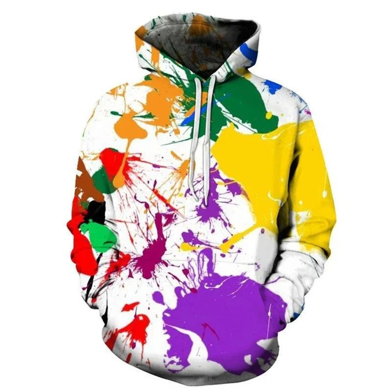 Rainbow Gradient Pattern Hooded Sweatshirts For Men Colorful 3D Printed Pullovers Fashion Unisex Oversized Tops Loose Hoodies