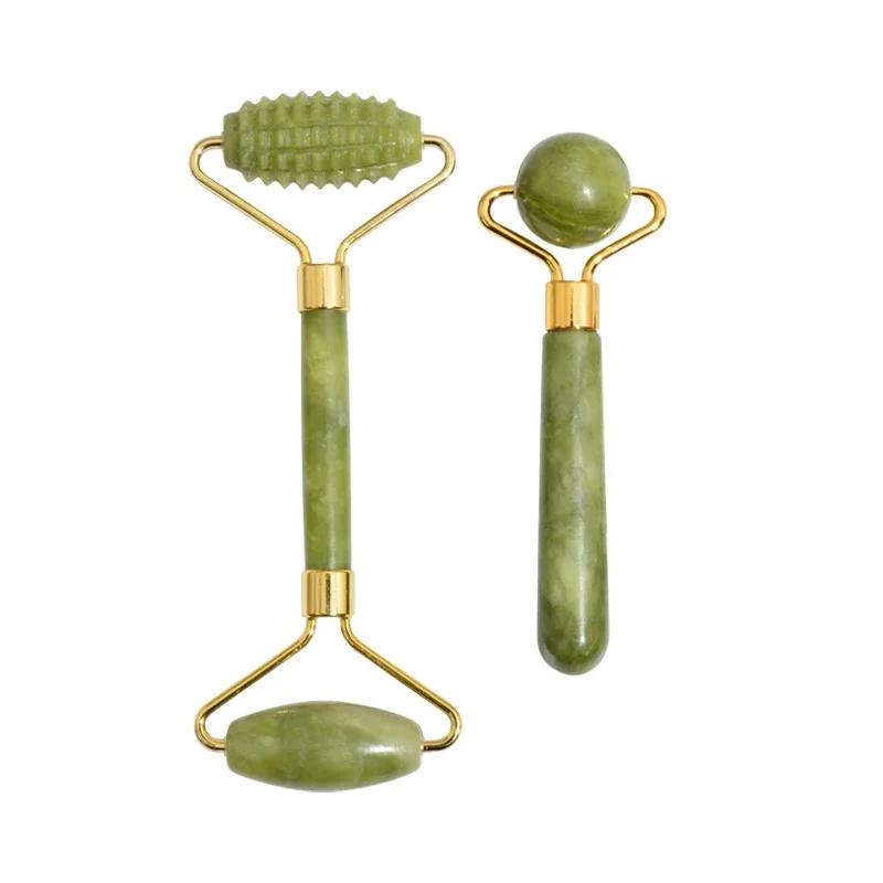 Natürlicher Jade-Roller-Massagegerät für Gesichtsroller, Facelifting, Anti-Falten, Gua Sha Jadestein-Gesichtsmassagegerät, Schönheits-Hautpflege-Werkzeug