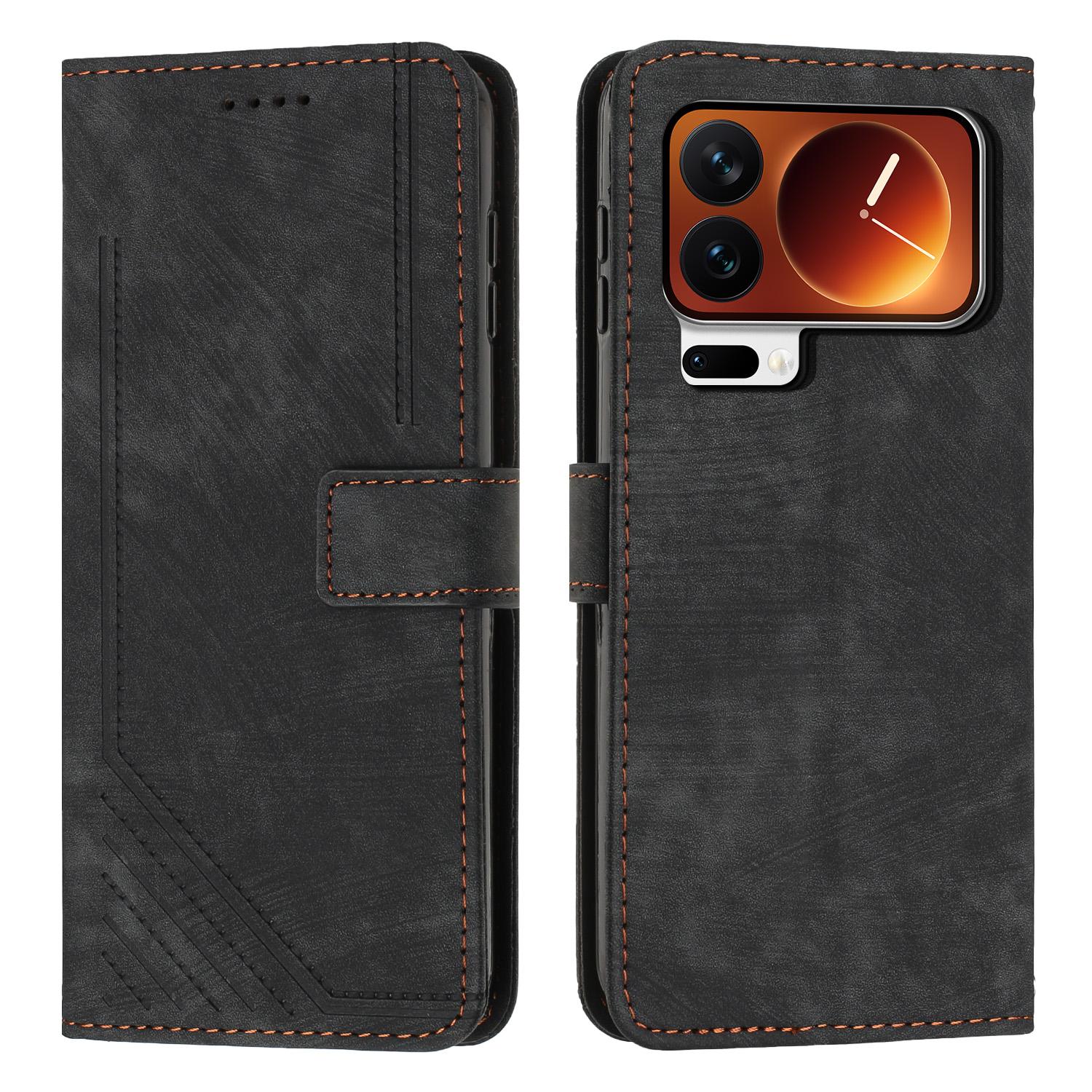 

For Xiaomi 17 Pro Stand Case Imprinted Lines Leather Phone Cover