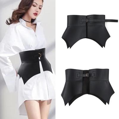 Skirt Dress Coat Vintage Punk Wide Belts Leather Waistband Stretch Cummerbunds Elastic Corset Band