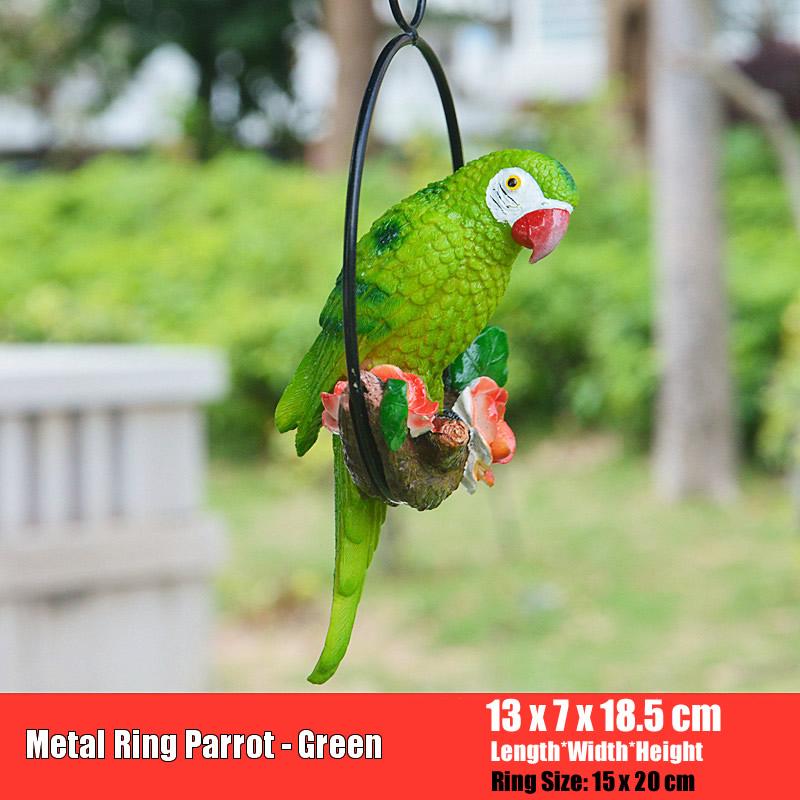 

Креативная смола попугай подвесной дерево уличный сад украшение статуя скульптура животного для домашнего офиса комнаты декор орнамент зелёный