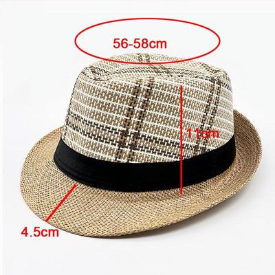 Straw Panama Fedora Men's Derby Hat Men's Hat Black Belt Fashion Sun Hat Beach Hat