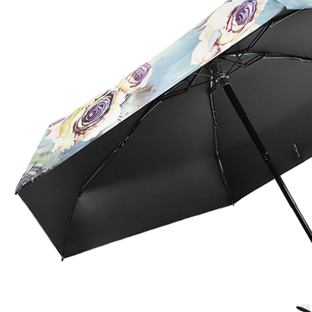 Mini Umbrella Oil Painting Folding Lightweight Men Women Rain Sun Protection