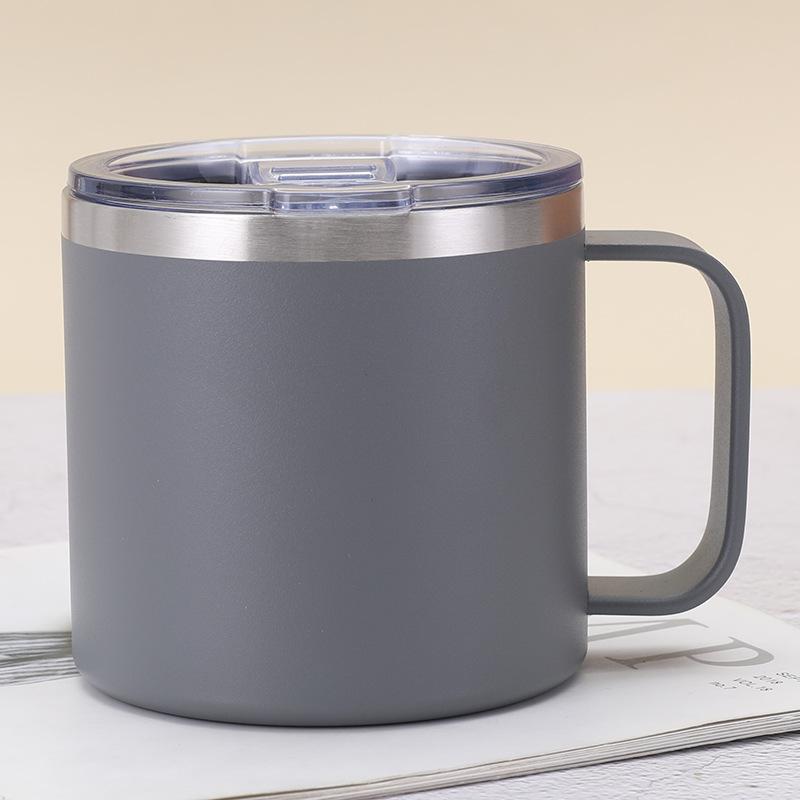 Neue 14oz Tasse mit Deckel und Griff Vakuum 304 Edelstahl Isolierflasche Büro und Zuhause Becher