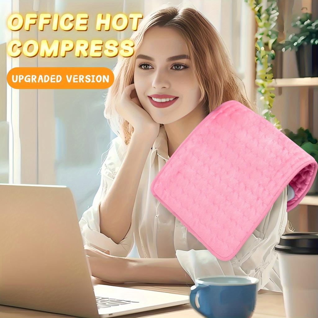 Cobertor elétrico - ajuste de temperatura de 6 marchas, adequado para pescoço, abdômen, ombros, joelhos, flanela macia, fechamento automático, material de flanela macia