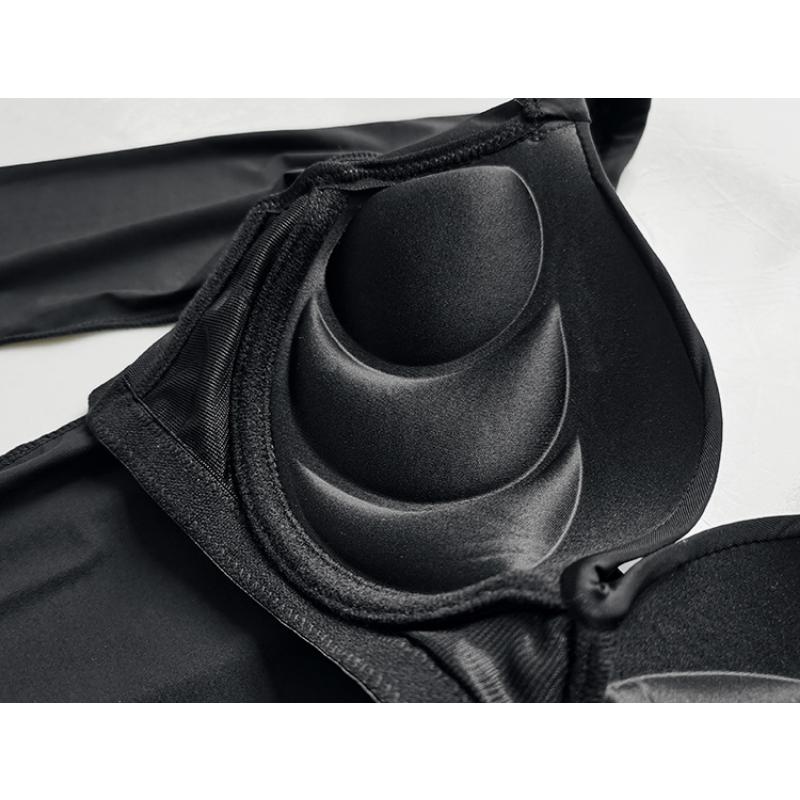 Înfășurați și ajustați forma spatelui, cu suprafață netedă, sutien cu mâneci lungi și fund cu inele de oțel și purtați lenjerie sexy pe exterior