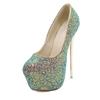Fashion Sexy Platform Shallow Shoes Woman Slip-On Pumps Round Head Bling Sequins Ultra Thin High Heels Party Wedding Shoes