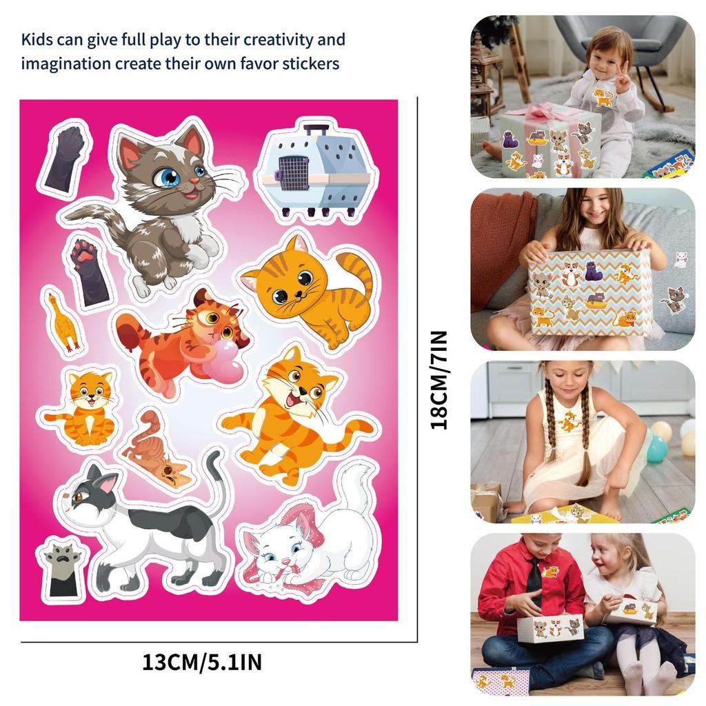 Adorable Cartoon Zoo Cat Puzzle Interactive Diy Stickers For Kids Fun Activities