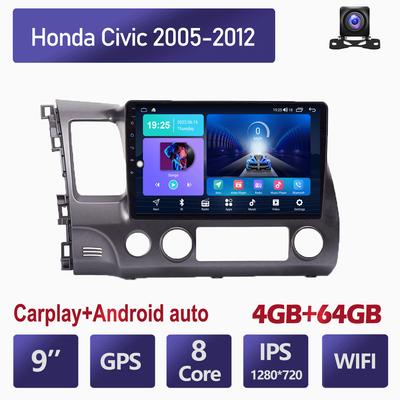 Android Car Radio Carplay For Honda Civic 2005-2012 Car Multimedia Video Player GPS Navigation WIFI 4+64GB