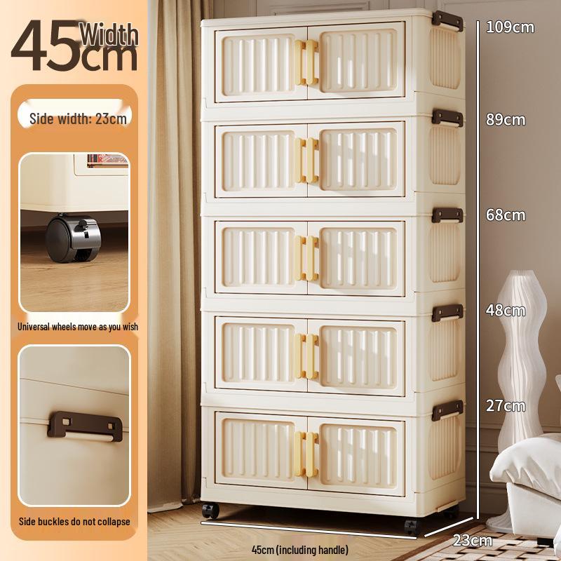 No-Install Multi-Layer Storage Cabinet for Baby & Kids - Folding Plastic Wardrobe & Snack Shelf