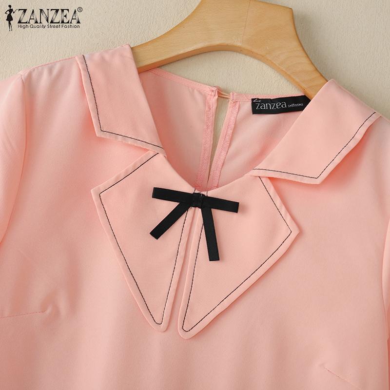 ZANZEA Womens Summer Doll Collar Casual Short Sleeve Dress