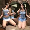Erotic Underwear Women's Sexy Classical Belly Pocket Side Split Student Republic of China Style Cheongsam Uniform Suit