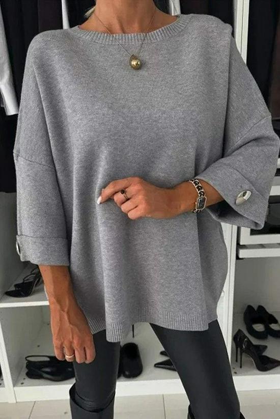 

2025 Cross-Border Autumn Women s Casual Round Neck Top M сірий колір