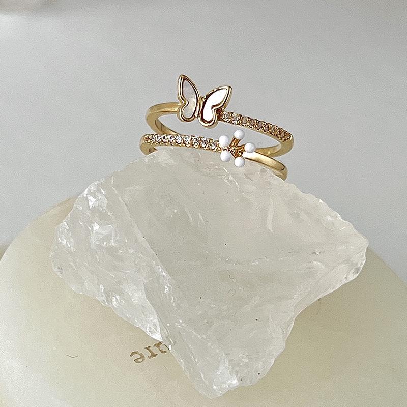 Women's High-End Pearl Bow Butterfly Ring - Unique Design, Light Luxury Style, Trendy Index Finger Accessory