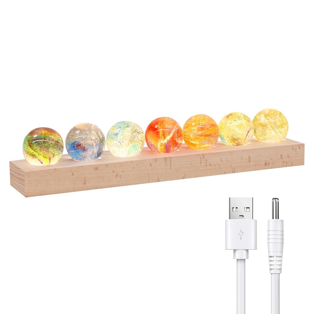7Pcs Natural Healing Spheres LED Night Lighting Crystal Ball Lamp Light Living Room Decoration Ball Birthday Christmas Gift