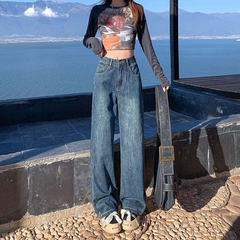 Ice Silk High Waist Slimming Wide Leg Jeans for Women - Summer Style