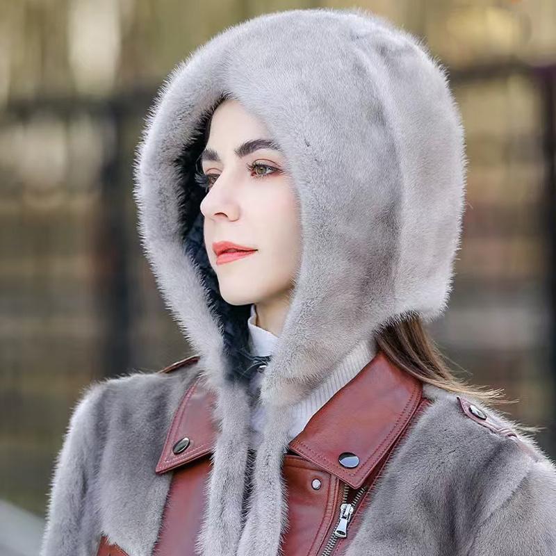 

Шапка из искусственной норки женская зимняя модная теплая с защитой ушей шляпа-цилиндр для среднего и пожилого возраста меховая снежная монгольская шапка