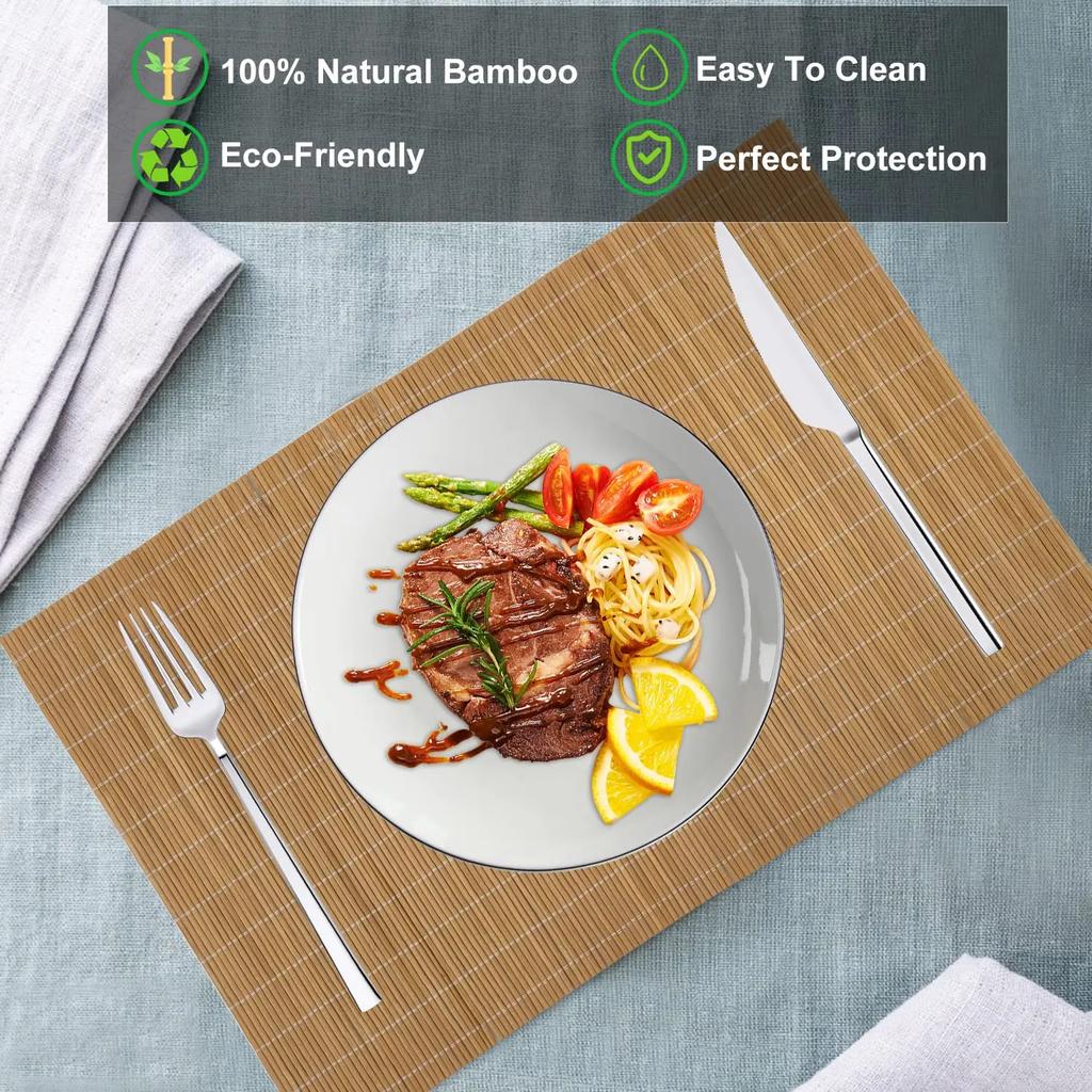 Set of 1 Bamboo Placemats Sushi Rolling Mat Japanese Style Natural Anti-Slip,Washable Heat-Resistant Table Mats for Dining Table