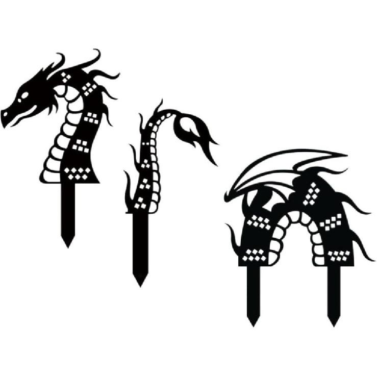 

Акриловые садовые колышки-драконы, набор из 3 штук, декоративные украшения для патио, двора, дорожки и сада, 11,41 X 6,29 X 0,19 дюйма