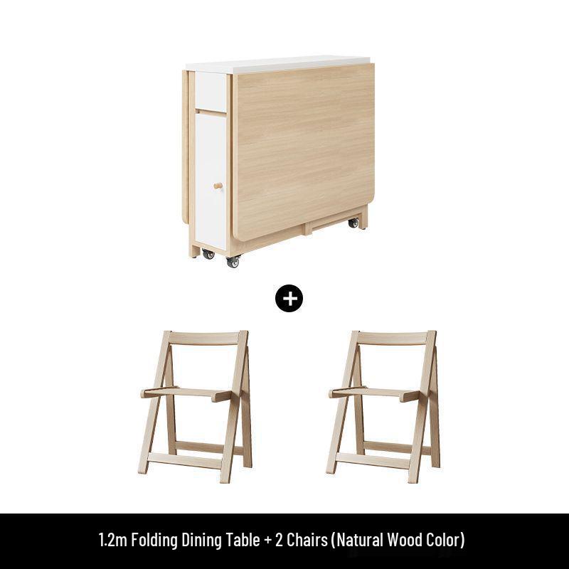 Cream Style Foldable Dining Table and Chair Set - Simple, Multi-Functional, Portable Furniture for Home