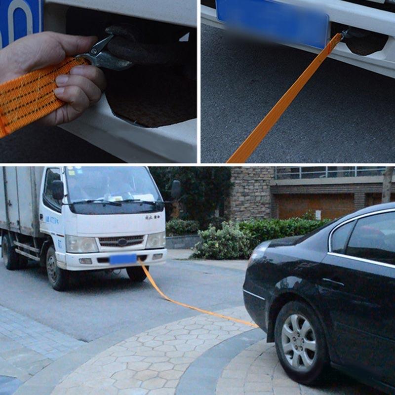 Diamoen Car Vehicle Truck Pulling Heavy Duty Self-Rescue tow rope Car Rope Wire Tow Rope Strong Hook Towing Cable Trailer 4M 5tons
