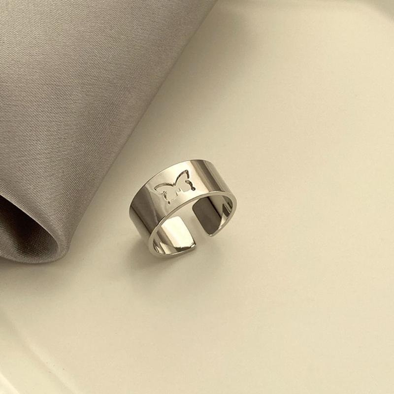 1 Pair Vintage for Butterfly Lovers Couple Rings Set Engagement Promise Bands Open Cuff Rings Adjustable Matching Ring