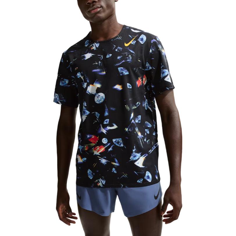 Nike Aeroswift All Over Logo Crew Neck Short Sleeve Running T-Shirt Men tops Black IH5043-010 S