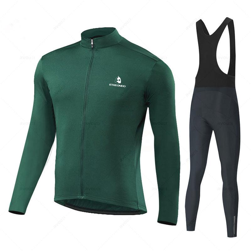 Autumn Cycling Suit Set  Pro Team Cycling Jersey 19D Bib Set MTB Uniform Bicycle Clothing Quick Dry Bike Clothes Mens Long Sleeves Wear