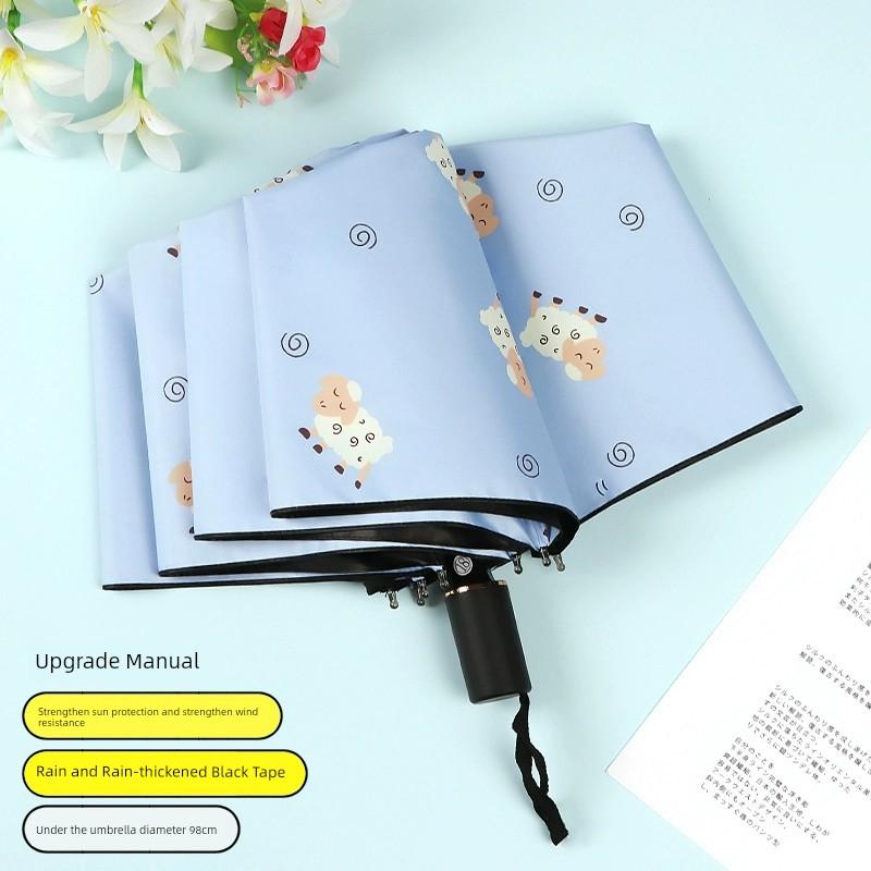 Ombrello da Bambina Carino con Stampa Pois Pieghevole Protezione Solare UV Automatico Pioggia e Sole Doppio Uso Ombrello da Sole